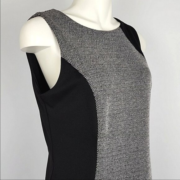 Cleo Sleeveless Dress Black Grey Boat Neckline Knee Length Fitted Size 10 - Picture 3 of 12